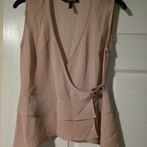 BCBGMaxAzria Soft Pink Sleeveless Wrap Blouse